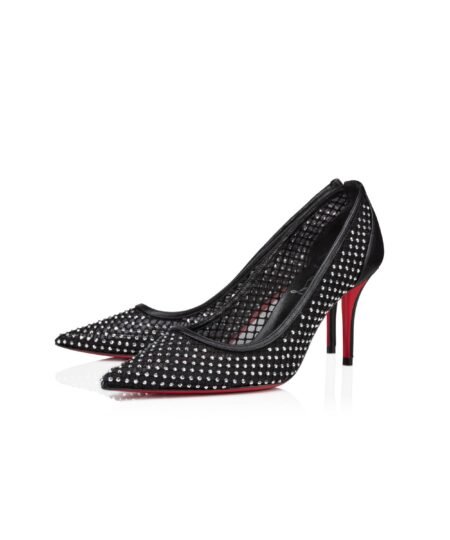 Christian Louboutin Apostropha Mesh Strass Pumps Black For Women 80mm 3240170B775