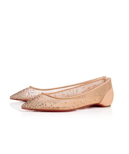 Christian Louboutin Follies Strass Ballerinas Beige For Women 3180710F065