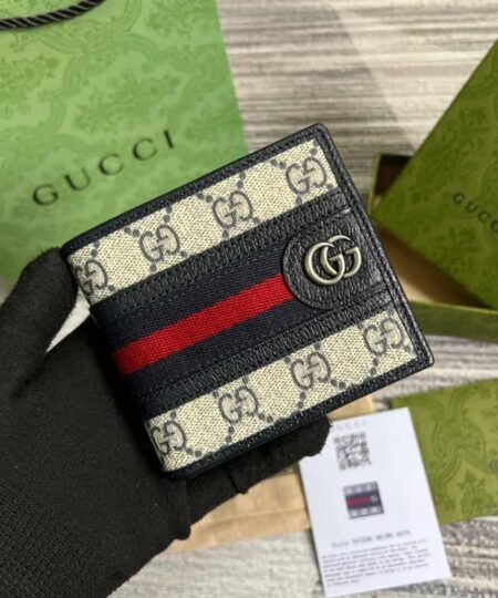 Gucci Ophidia GG Wallet Beige and Blue For Men 4.3in/11cm GG 597606 96IWN 4076