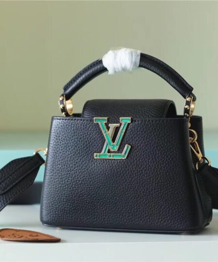 Louis Vuitton Capucines BB Taurillon Black For Women, Women’s Handbags, Shoulder And Crossbody Bags 21cm/8.3in LV