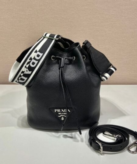 Prada Bucket Bag Black For Women, Women’s Bags 9.8in/25cm 1BE060_2DKV_F0002_V_3OO