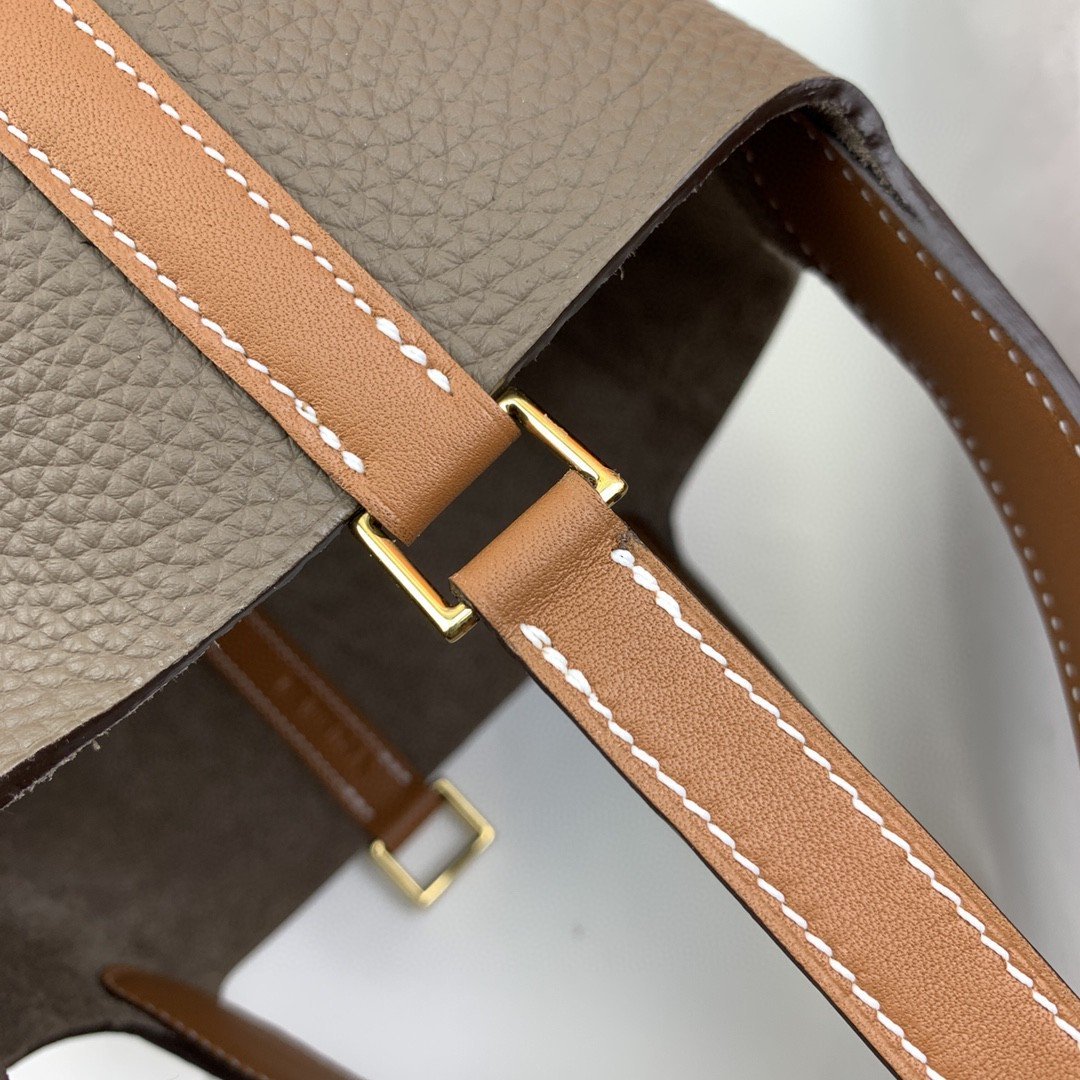 Hermes Picotin Lock 18 Bag Etoupe/Brown With Gold-Toned Hardware For Women, Women’s Handbags 7.1in/18cm - Image 10