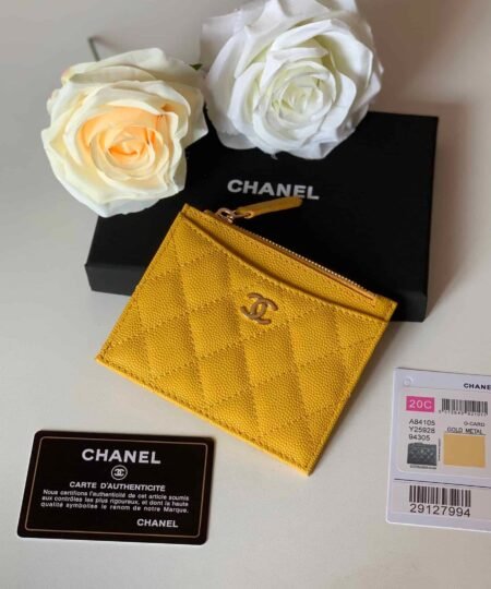Chanel Flat Card Holder Yellow Bag For Women 11.5cm/4.5in