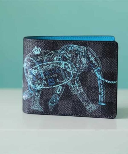 Louis Vuitton Slender Wallet Damier Graphite Stamps Canvas For Men 4.3in/11cm LV N64603