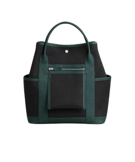 Hermes Garden Party Pockets Vertical Bag Noir/Vert Cyprès For Men 33.5cm/13.2in – H084260CKAB