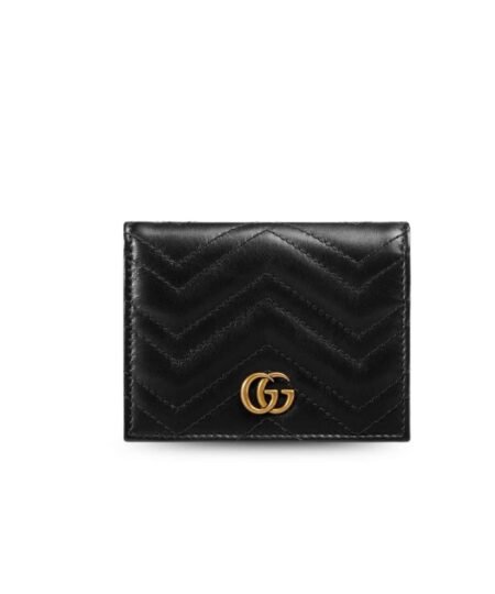 Gucci GG Marmont Card Case Wallet Black For Women 4.5in/11cm 466492 DTD1T 1000