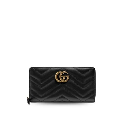 Gucci GG Marmont Zip Around Wallet Black For Women 7.4in/19cm 443123 DTD1T 1000