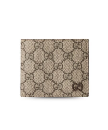 Gucci Grey Interior Bi-Fold Wallet Beige And Ebony For Men 4.3in/11cm 768243 FACQC 9773