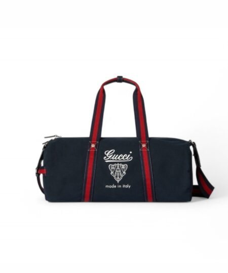 Gucci Large Printed Canvas Duffle Bag Dark Blue For Men 21.3in/54cm ‎‎816866 FAD78 4044