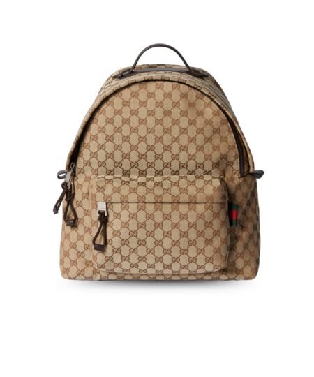 Gucci Medium GG Backpack With Web Beige And Dark Brown For Men 14.2in/36cm 824624 FAEHZ 9795