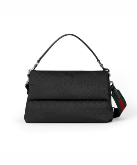 Gucci Medium GG Crossbody Bag With Web Black For Men 14.2in/36cm 821616 FAEHA 1042