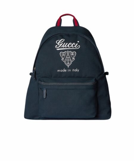 Gucci Medium Printed Canvas Backpack Dark Blue For Men 16.5in/42cm 821643 FAD79 4045