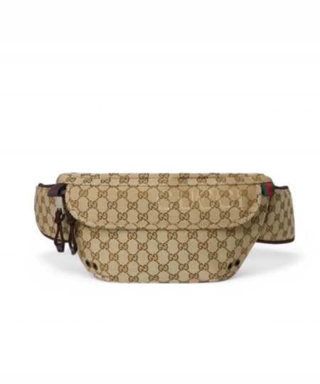 Gucci Small GG Belt Bag Beige And Dark Brown For Men 12.6in/32cm 804262 FADUK 9853