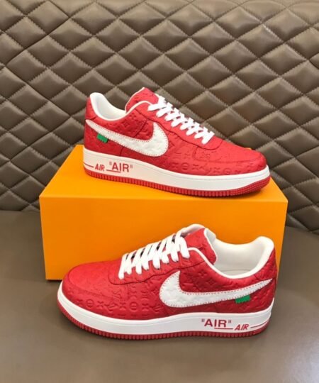 Louis Vuitton x Nike “Air Force 1” By Virgil Abloh in Red and White Sneaker For Men, Men’s Shoes