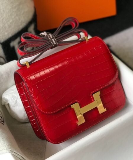 Hermes Mini Constance Bag Red For Women Gold Color Hardware 7.1in/18cm