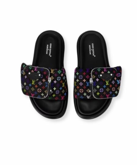 Louis Vuitton LV x TM Pool Pillow Flat Comfort Mule Black For Women 1AGVRH