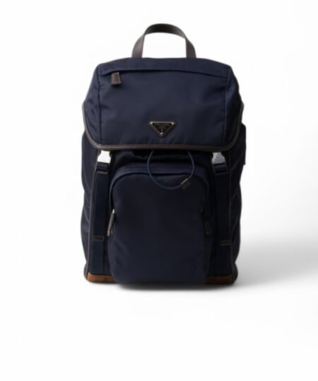 Prada Re-Nylon And Leather Backpack Blue For Men 10.6in/27cm 2VZ135_384_F0C1B_V_HYF