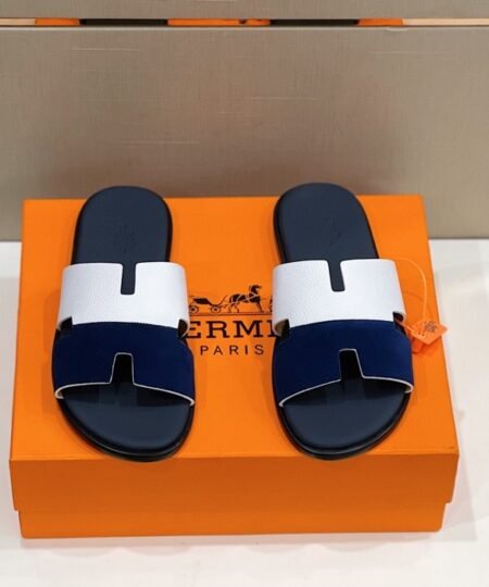 Hermes Izmir Sandal Dark Blue And White For Men