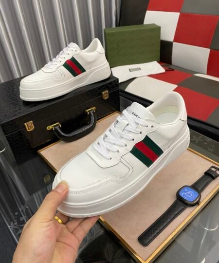 Gucci Men’s GG Sneaker With Web White For Men ‎669582