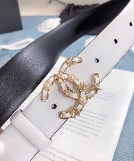 Alternative view of Chanel Belt With Double C Buckle White Gold Toned Hardware Women Belt