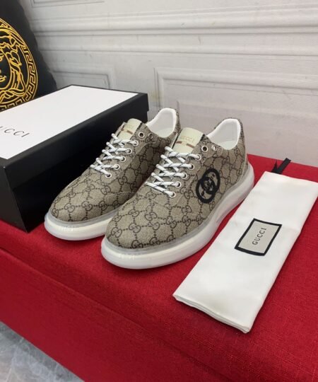 Gucci Men’s Sneaker With GG Gucci Print Brown And Gray For Men