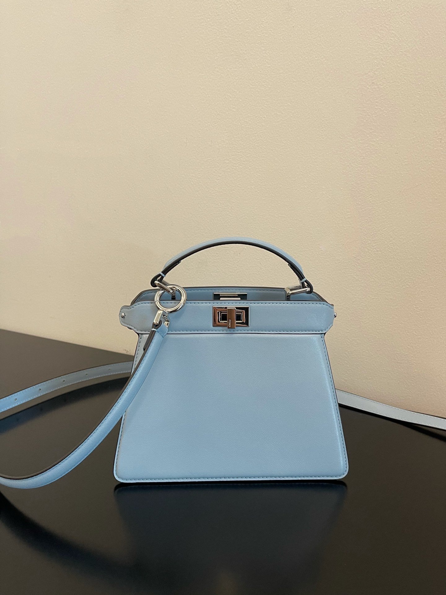 Fendi Peekaboo ISeeU Petite Light Blue Small Bag For Woman 20cm/8in - Image 8