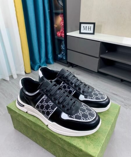 Gucci Men’s GG Embossed Sneaker Chucky With Stripes Black And White For Men