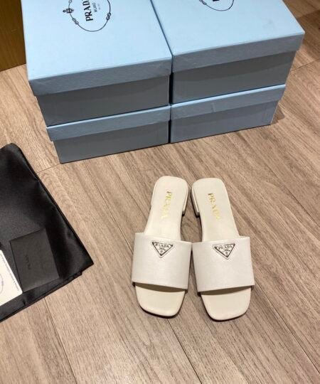 Prada Saffiano Slides White For Women 0.4in/10mm PRD 1XX627_053_F0009_F_010