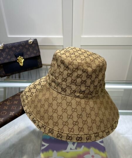 Gucci Eco Washed Denim Wide Brim Hat Beige GG Hat 631958 KQW00 9700