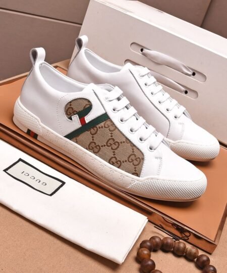 Gucci Men’s GG Sneaker With Web G White And Beige For Men