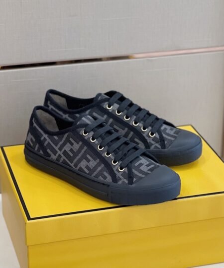 Fendi Domino Fabric Sneakers Black For Men