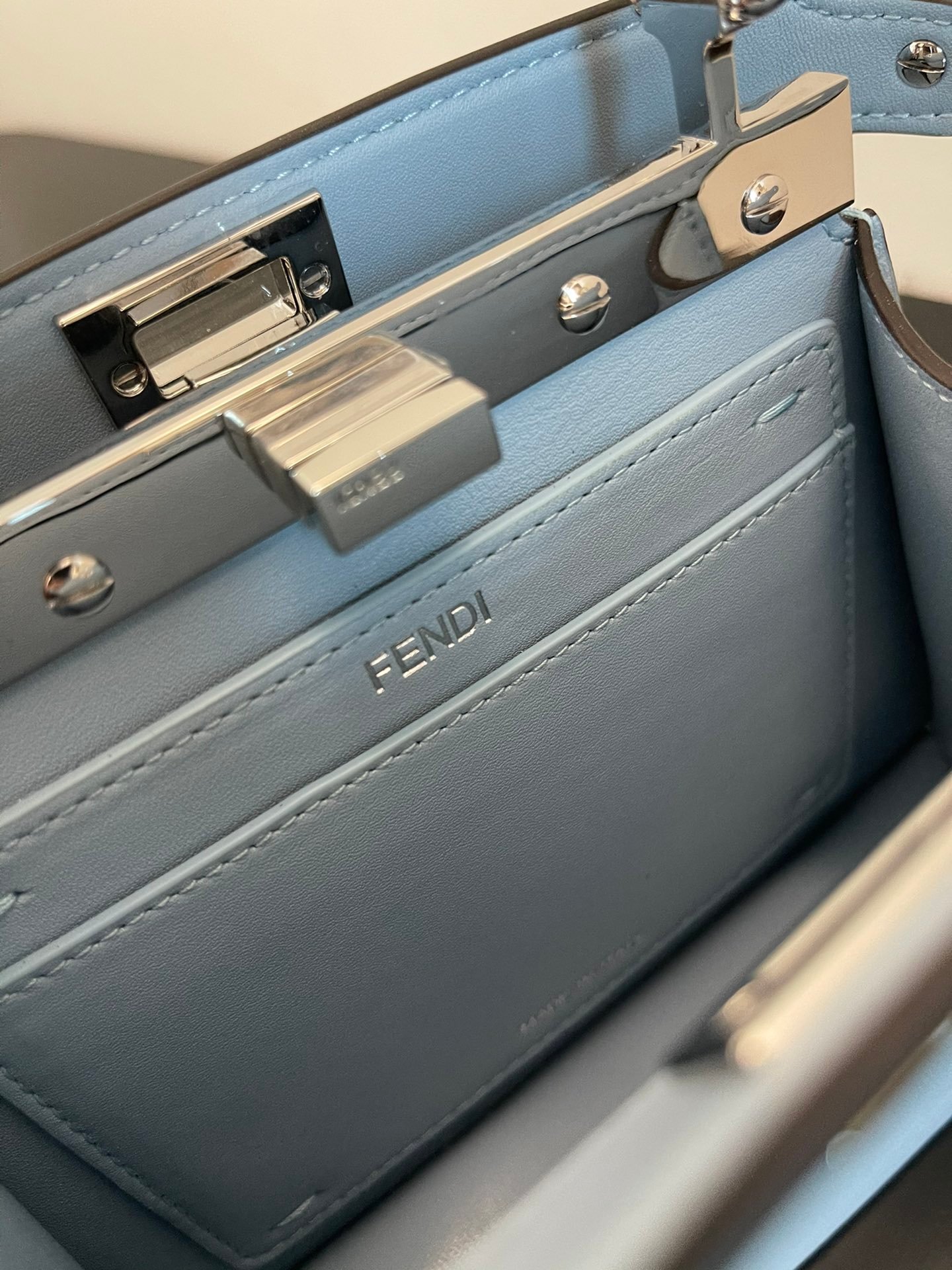 Fendi Peekaboo ISeeU Petite Light Blue Small Bag For Woman 20cm/8in - Image 6