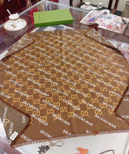 Gucci x Balenciaga in Brown Square Scarf 90cm/35in