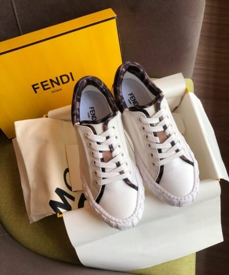 Fendi Force FF Lace-Ups Sneakers White For Men 7E1414AF5A