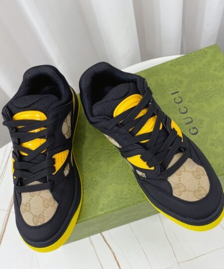 Gucci Men’s GG Basket Sneaker Black And Yellow For Men 661311