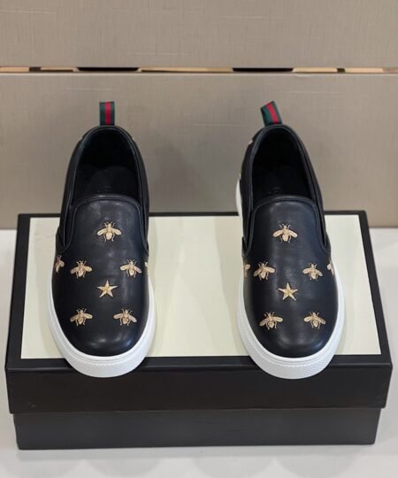 Gucci Men’s Slip-On Sneaker With Bees Black For Men 407364 AXWB0 1076