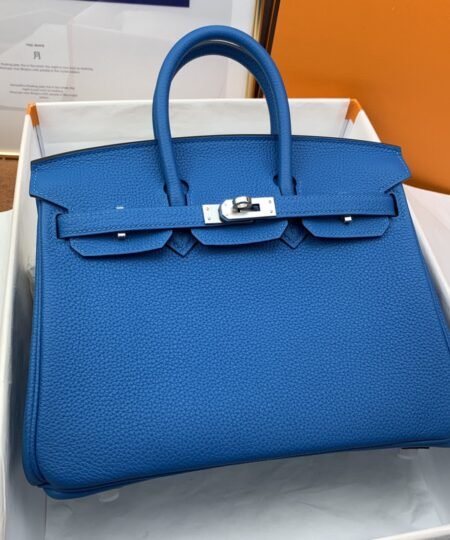 Hermes Birkin Nata Swift Blue For Women Silver Toned Hardware 10in/25cm