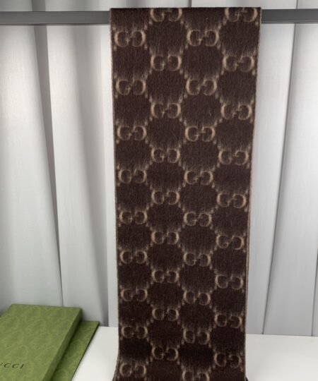 Alternative view of Gucci GG Wool Stole Scarf Brown 75in/190cm