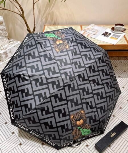 Fendi Logo Compact Umbrella Black