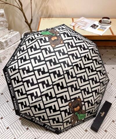 Fendi Logo Compact Umbrella White