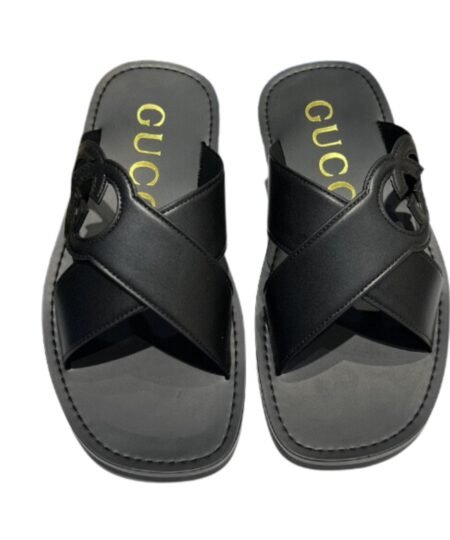 Gucci Interlocking-G Slide Sandal Black For Men 738471 US000 1000