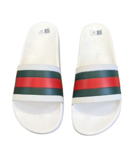 Gucci Web Rubber Slide Sandal White For Men 429469 GIB10 9079