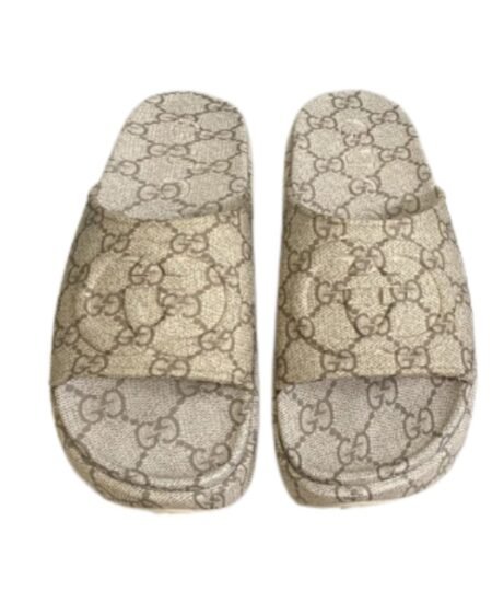 Gucci Interlocking G Slide Sandal Beige For Men 725535 JAAC6 9742