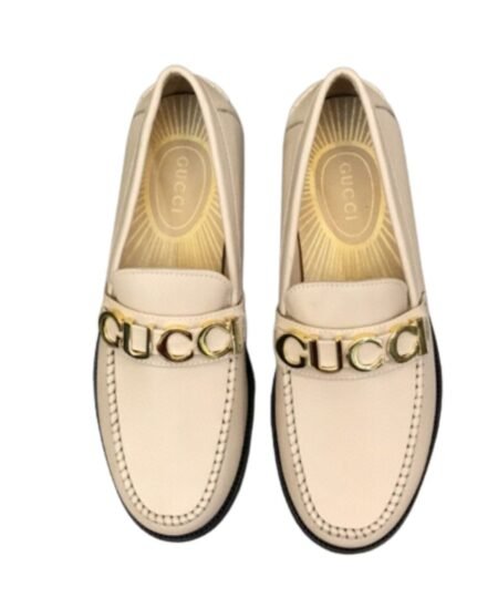 Loafer With Logo Gucci Beige For Men