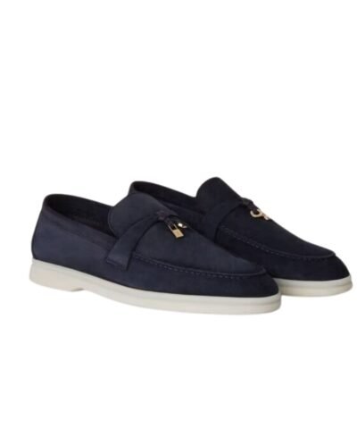 Loro Piana Summer Charms Walk Loafers Argo Blue Melange For Women – FAE5444 W948