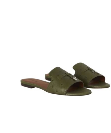 Loro Piana Summer Charms Sandal Dark Lichen Green For Women – FAL0468 50OM