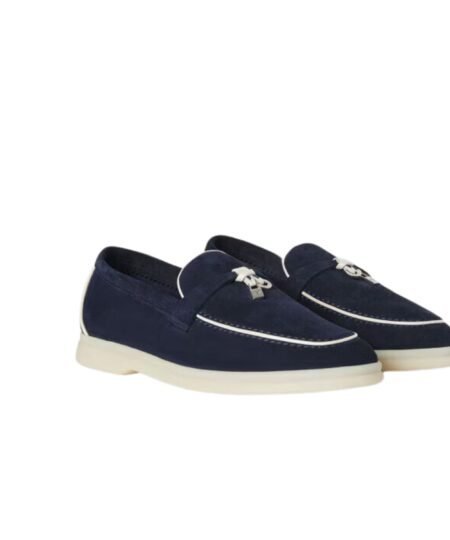 Loro Piana Summer Charms Walk Loafers Navy Blue For Women – FAL5899 W000
