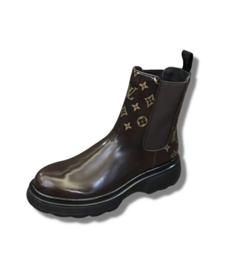 Louis Vuitton LV Bold Chelsea Boot Monogram Flower Brown For Men 1A9FEI