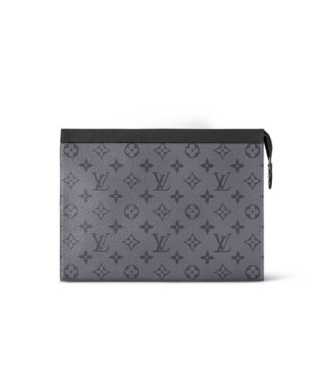 Louis Vuitton Pochette Voyage MM Monogram Eclipse Bag Grey For Men 10,6in/27cm M69535