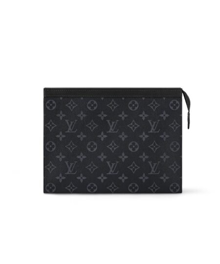 Louis Vuitton Pochette Voyage MM Monogram Eclipse Bag Black For Men 10,6in/27cm M61692